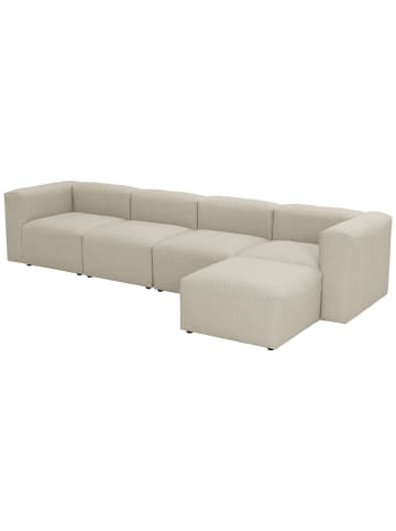 58 aufm Kessel SOFA 4-Sitzer mit Hocker rechts Kattrina Flachgewebe creme