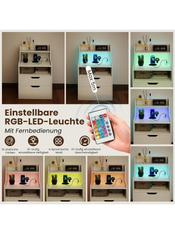 COSTWAY Nachttisch LED 45 x 35 x 72,5 cm in Weiß