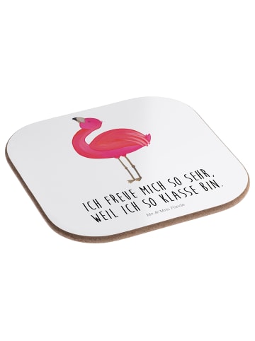 Mr. & Mrs. Panda Untersetzer für Gläser Flamingo Stolz mit Spruch in Weiß
