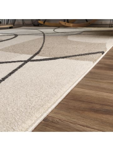 KADIMA DESIGN Teppich Kurzflor Abstrakt Wohnzimmer in Creme