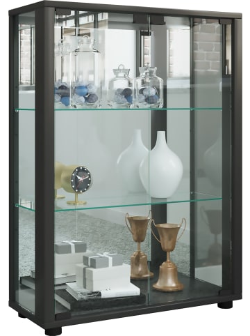 VCM  Glas Stand Vitrine Sintalo Spiegel in Schwarz