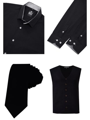 Rusty Neal Hemd mit Weste und Krawatte in Schwarz / Grau