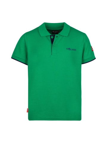 Trollkids Poloshirt "Bergen XT" in Pfeffergrün/Marineblau