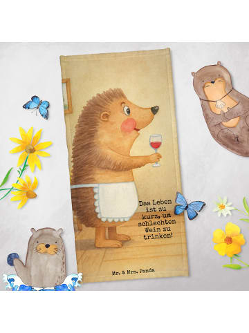 Mr. & Mrs. Panda Saunatuch Igel Wein Design mit Spruch in Weiß