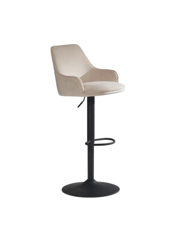 KADIMA DESIGN Barhocker Samt Hocker mit Lehne 86 - 106 cm, Küchenhocker in Beige