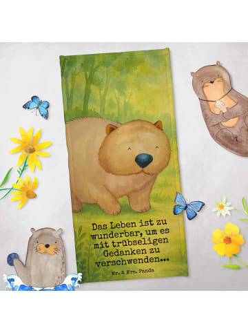 Mr. & Mrs. Panda Badehandtuch Wombat Design mit Spruch in Weiß