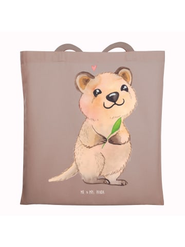Mr. & Mrs. Panda Shopping Tasche Quokka Happy ohne Spruch in Braun Pastell