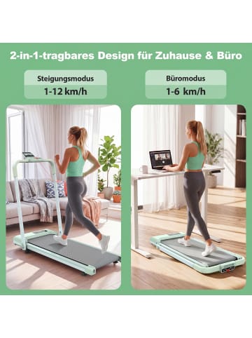 ABRIHOME Laufband in Grün 2-in-1 klappbar 120 kg mit APP für Heimbüro