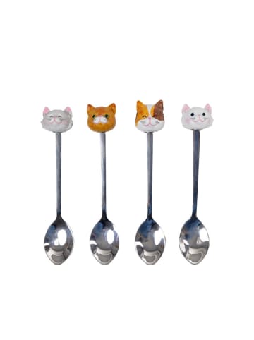 Blond Amsterdam 4er-Set Teelöffel Katze in Bunt - 14cm