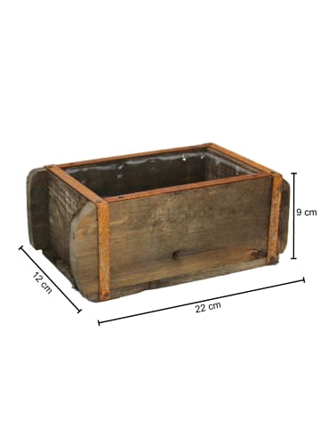 UNUS 2er Set Pflanztopf Ziegelform aus Holz in Braun