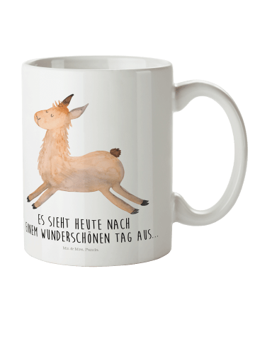Mr. & Mrs. Panda Kaffeetasse Lama Springen mit Spruch in Weiß