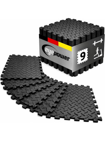 eyepower Puzzlematte schwarz 9 Matten je 30x30x1cm schwarz