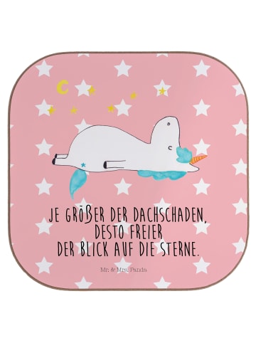 Mr. & Mrs. Panda Tischuntersetzer Einhorn Sternenhimmel mit Spruch in Rot Pastell