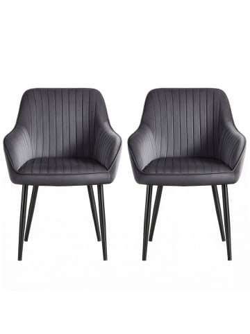 SONGMICS 2er-Set: Esszimmerstuhl in Dunkelgrau-Schwarz - (B)62.5 x (H)85 x (T)60 cm