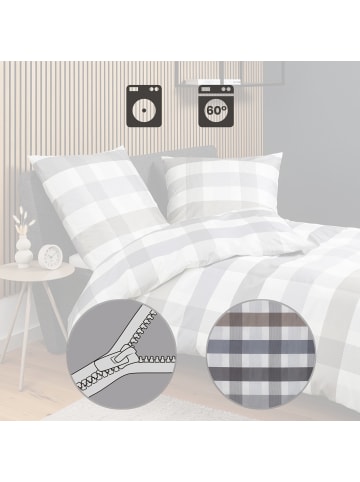 Janine Mako-Satin Bettwäsche in grau-taupe