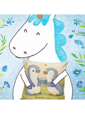 Mr. & Mrs. Panda Kopfkissen Pinguine trösten Design ohne Spruch in Weiß