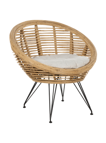 Beliani 2-tlg Cocktailsessel MARATEA in Naturfarben/Schwarz/Beige