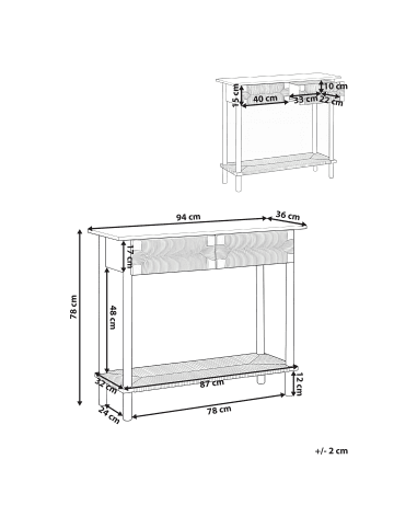 Beliani Konsolentisch BONDI in Braun - (W) 94 x (H) 78 x (L) 36 cm