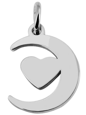 Adeliás Damen Anhänger – Mond Herzanhänger aus Edelstahl in silber