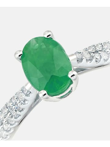 Diamant L'éternel Ring aus 375 Weißgold mit 0.15 Karat Diamant mit Smaragd