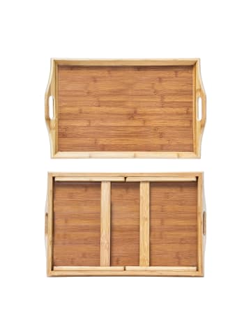 relaxdays 2 x Betttablett in Natur- (B)52 x (H)25 x (T)33 cm