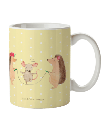 Mr. & Mrs. Panda Kindertasse Igel Seilhüpfen ohne Spruch in Gelb Pastell