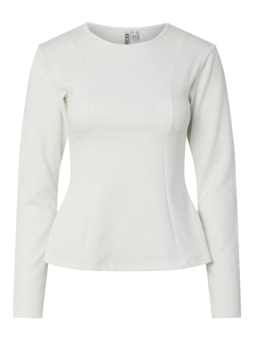 Pieces Oberteil mit langen Ärmeln in Cloud Dancer