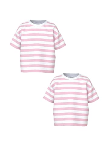 name it T-Shirt 2er-Set Lässiger Box Fit Rundhals Kurzarm in Pink-2