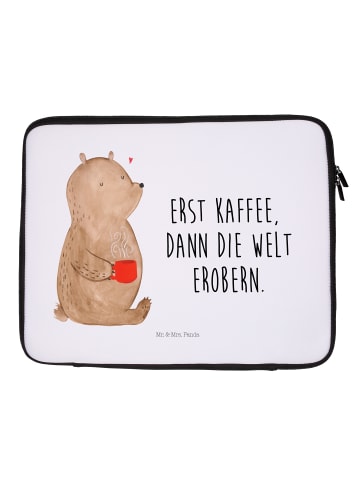 Mr. & Mrs. Panda Notebook Tasche Bär Kaffee mit Spruch in Weiß