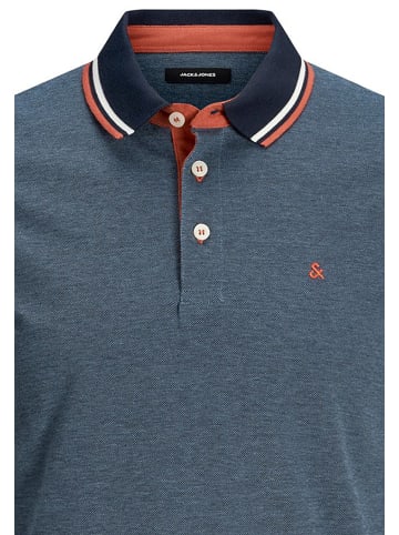 Jack & Jones Polo Shirt JJEPAULOS Sommer Hemd Kragen Pique Cotton in Blau