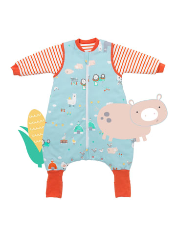 Schlummersack Bio Schlafsack mit Füßen und umklappbaren Bündchen 3.5 TOG in Blau