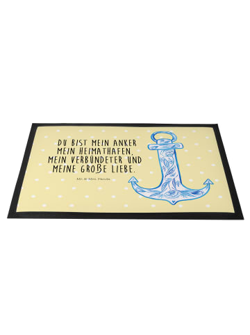 Mr. & Mrs. Panda Schmutzfangmatte Anker Blau mit Spruch in Gelb Pastell