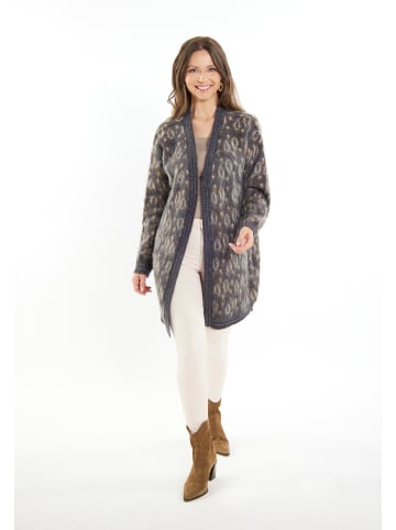 VIRITA Women Strick Cardigan in Anthrazit Mehrfarbig
