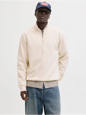 Jack & Jones Sweatshirt mit halbem Reißverschluss in Antique White