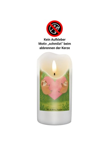 Mr. & Mrs. Panda Wachskerze Faultiere Herz Design ohne Spruch in Weiß