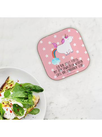 Mr. & Mrs. Panda Tassenuntersetzer Einhorn Pupsen mit Spruch in Rot Pastell