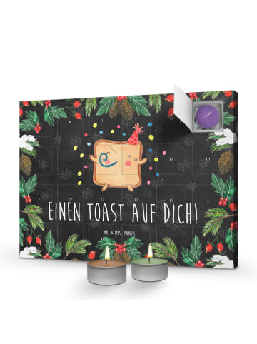 Mr. & Mrs. Panda Duftkerzen Adventskalender Toast Party mit Spruch in Kreidetafel