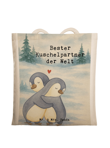 Mr. & Mrs. Panda Jutebeutel Pinguin Bester Kuschelpartner der We... in Weiß