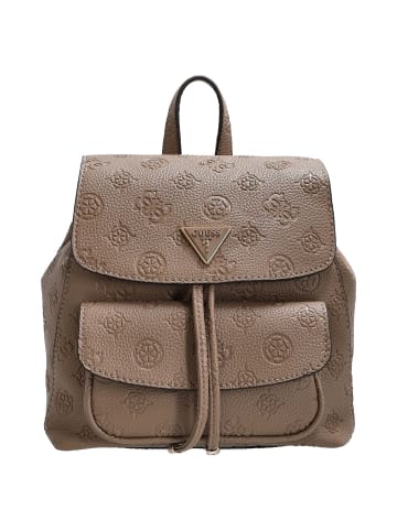 Guess Cresidia II SML - Rucksack (black logo) in dark taupe logo