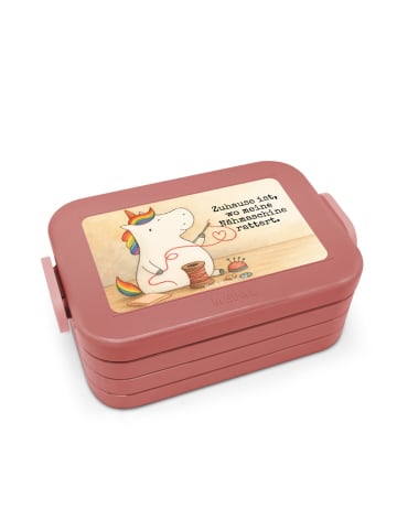 Mr. & Mrs. Panda Brotdose Einhorn Näherin Design mit Spruch in Rot Pastell