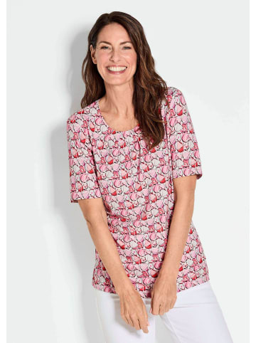 GOLDNER Kurzgröße: Multicolor-Shirt mit Halbarm, Rundhalsausschnitt in pink / gemustert