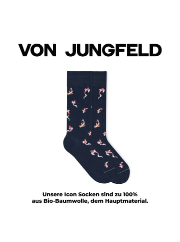 von Jungfeld Gemusterte Socken Signature Icons in Koi - Dark Navy