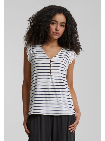 Cloud5ive Cloud5ive Damen Cloud5ive Damen Viskose Top mit Spitzen-Details u. Knöpfen in white/navy