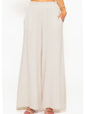 SASSYCLASSY Musselin Pants mit weitem Bein in Weiß