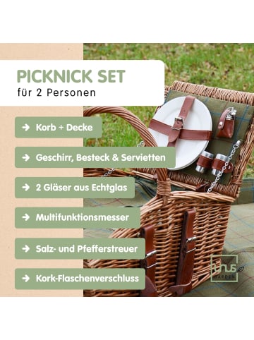 UNUS Picknickkorb für 2 Personen in Braun