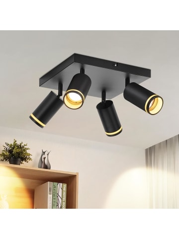ZMH Deckenleuchte in schwarz 4-flammige GU10 Eckig Deckenspots Ohne Leuchtmittel