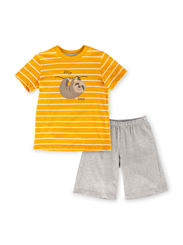 Sigikid Shorty Pyjama Kinder Schlafanzug in gelb/grau