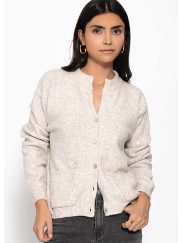 SASSYCLASSY Strickjacke mit aufgesetzten Taschen in Greige