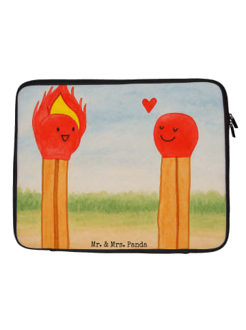 Mr. & Mrs. Panda Laptop Tasche Streichhölzer Design ohne Spruch in Weiß