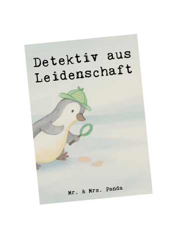 Mr. & Mrs. Panda Postkarte Detektiv Leidenschaft Design mit Spruch in Weiß